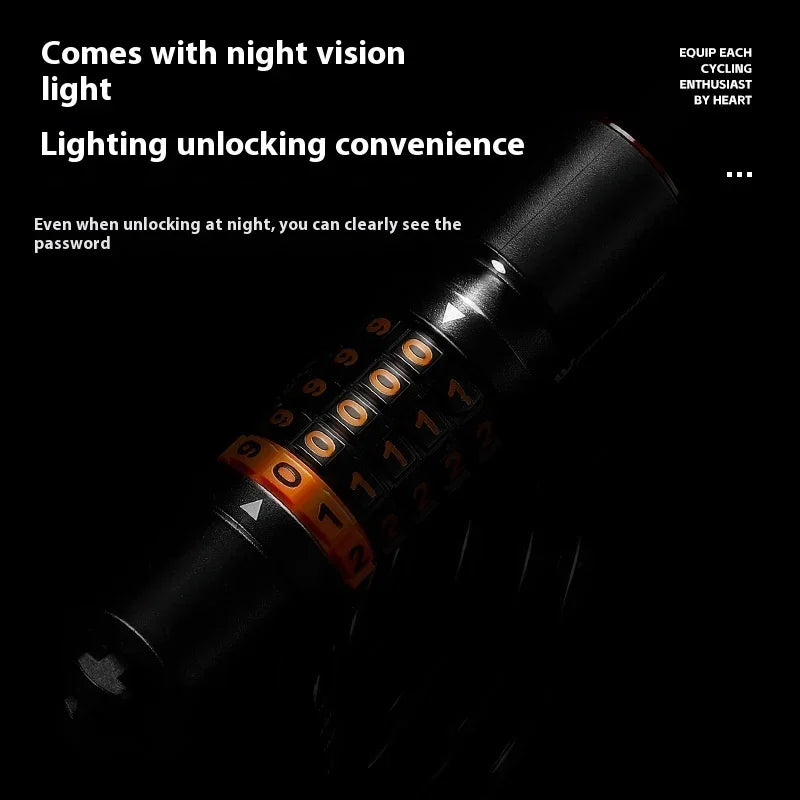 Smart combination bike lock with illuminated night vision dials for urban cyclist safety