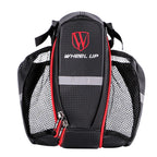 WHEEL UP black bike saddle bag with red trim and mesh side pockets for urban riders