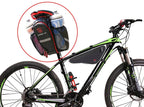 Urban bicycle with TrekGlow gear bag on rear, featuring water bottles and safety features