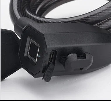 Smart bike lock with fingerprint sensor and USB charging port, TrekGlow urban micro-mobility gear