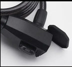 Black bike cable lock with cover, TrekGlow urban micro-mobility safety gear on white background