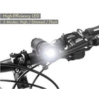 High-efficiency LED bike headlight with three modes on urban bicycle handlebar