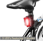 Rear bicycle seat with TrekGlow red LED safety light, urban micro-mobility essentials