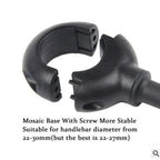 Black handlebar mount for TrekGlow urban micro-mobility gear, fits 22-30mm diameter bars