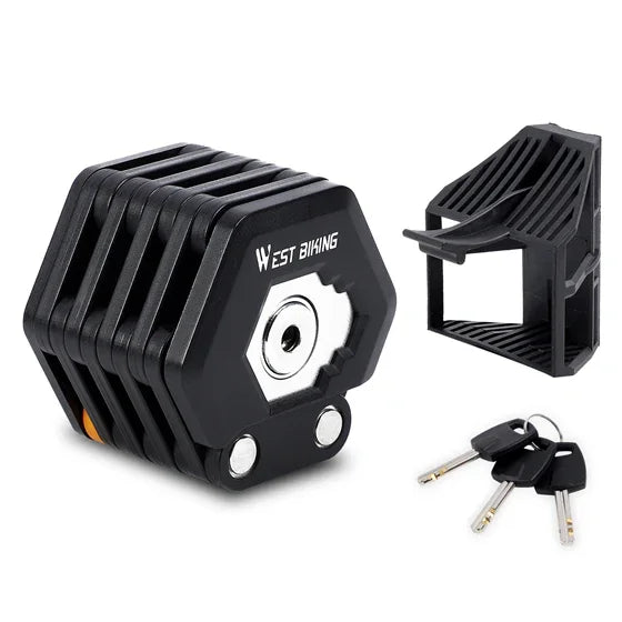 Foldable bike lock with keys and mount by West Biking, urban micro-mobility security gear