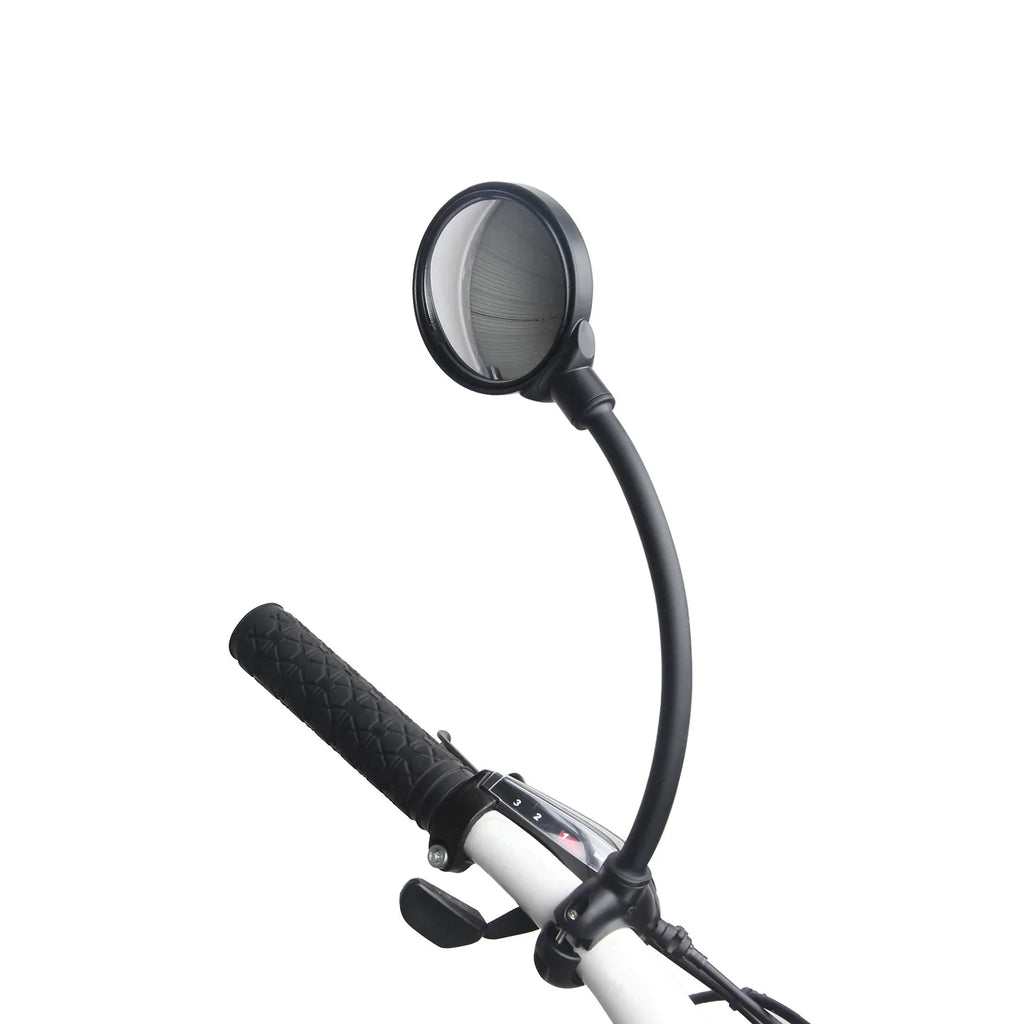 Bicycle handlebar with TrekGlow rearview mirror, ergonomic grip, smart urban safety gear