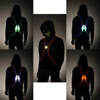 LED safety vest for urban riders, glowing in multiple colors for nighttime visibility.