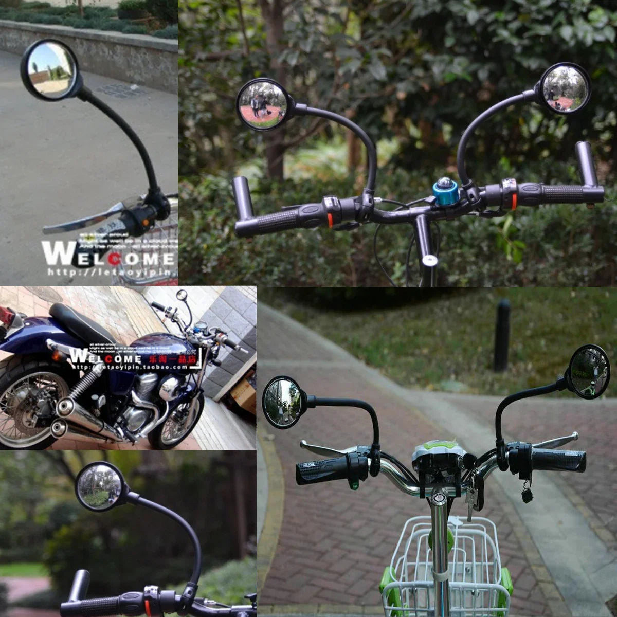 Urban bike handlebar rearview mirrors for enhanced safety and visibility during city rides