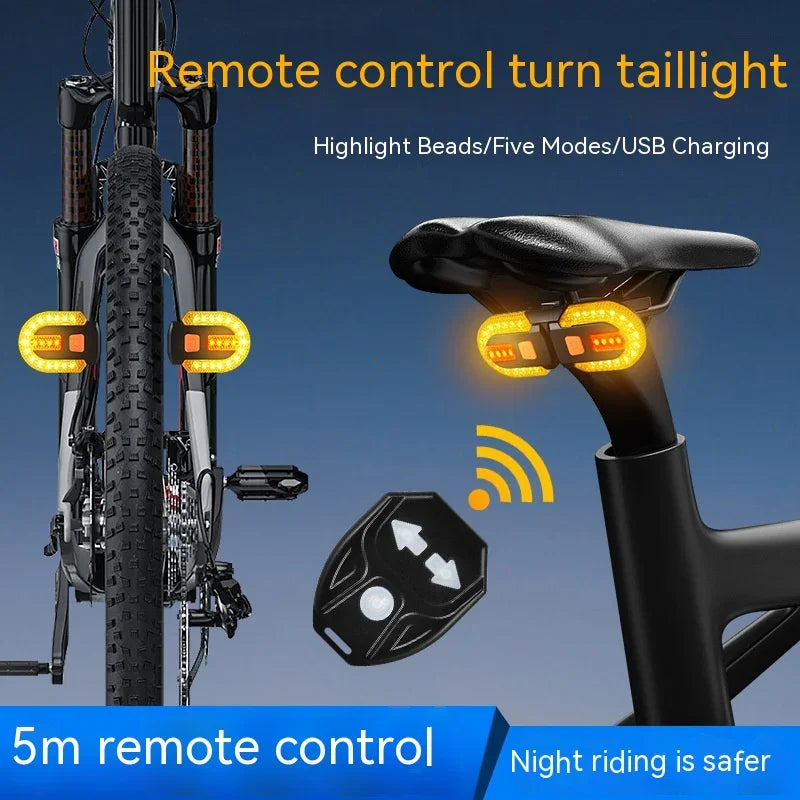 Bicycle with TrekGlow smart remote control turn signal taillights for safer night riding