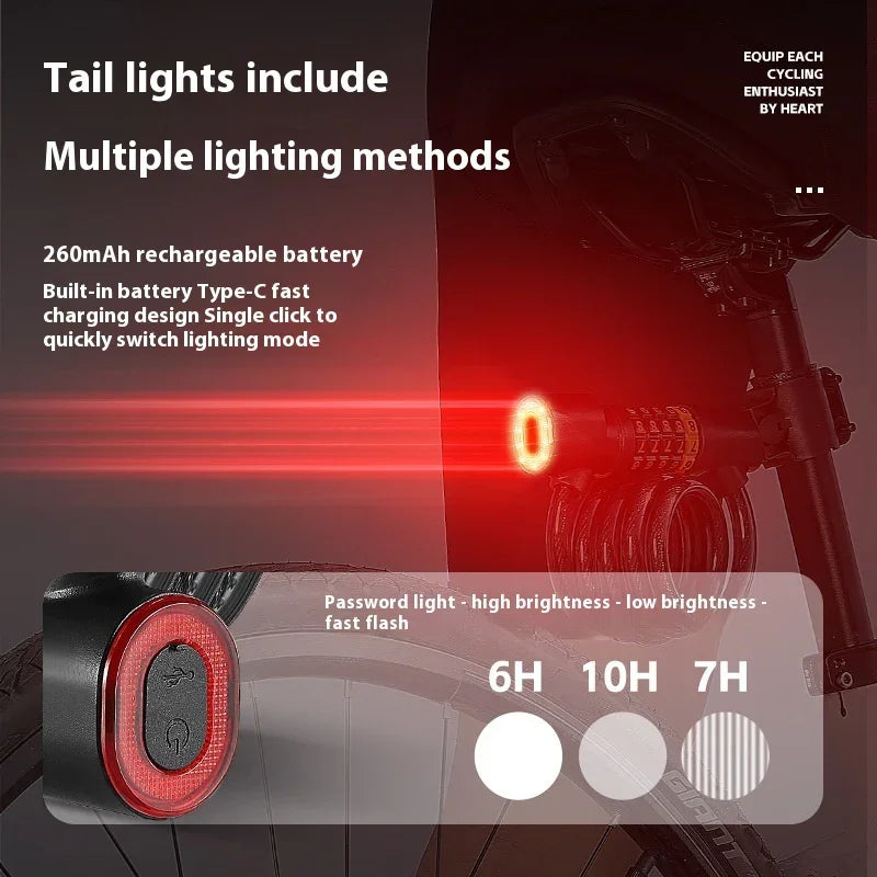 Urban bike with TrekGlow smart rear tail light, red LED, rechargeable, safety gear in use