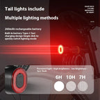 Urban bike with TrekGlow smart rear tail light, red LED, rechargeable, safety gear in use