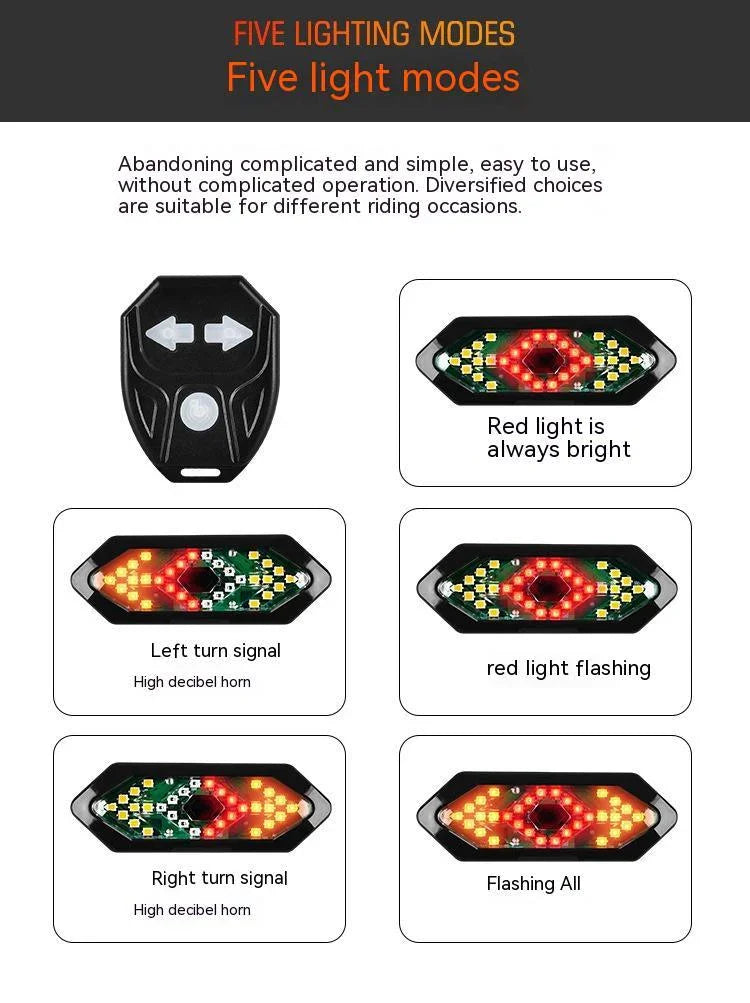 TrekGlow smart bike tail light shows five lighting modes for urban micro-mobility safety.