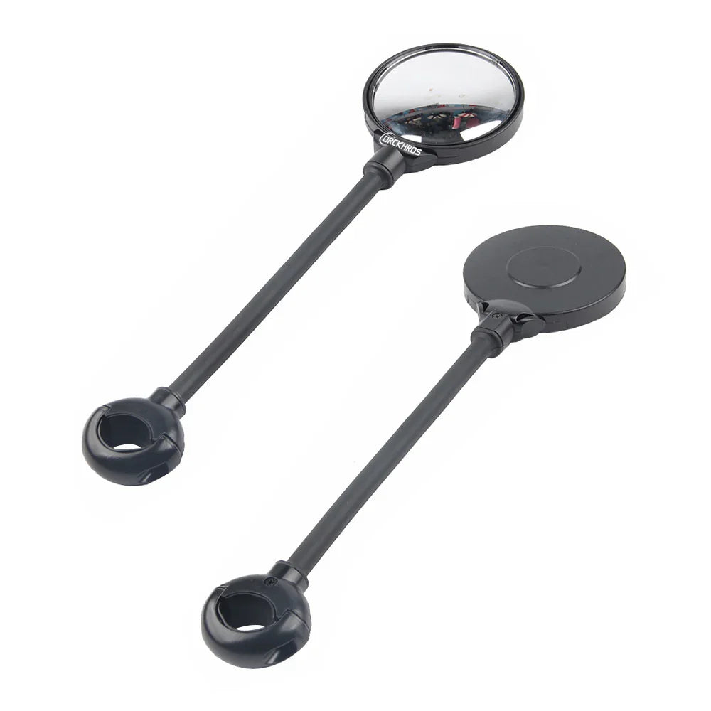 Pair of black handlebar bike mirrors for rider visibility and urban micro-mobility safety